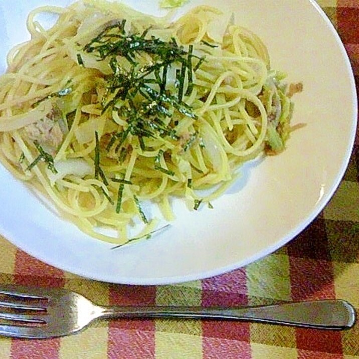 ツナと白菜とたまねぎの和風パスタ